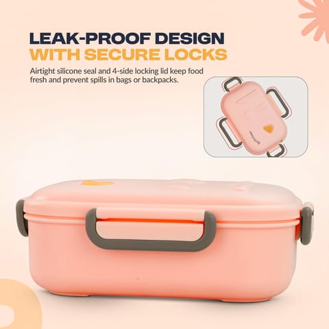 Baybee Lunexa Lunch Box for kids with 3 Compartment | BPA Free, Food Grade Leak Proof Tiffin Box for School, Picnic & Outdoor | Hot Microwave Safe Food Container Lunch Box - Boys & Girls 1040ml (Pink)