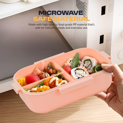 Baybee Lunexa Lunch Box for kids with 3 Compartment | BPA Free, Food Grade Leak Proof Tiffin Box for School, Picnic & Outdoor | Hot Microwave Safe Food Container Lunch Box - Boys & Girls 1040ml (Pink)