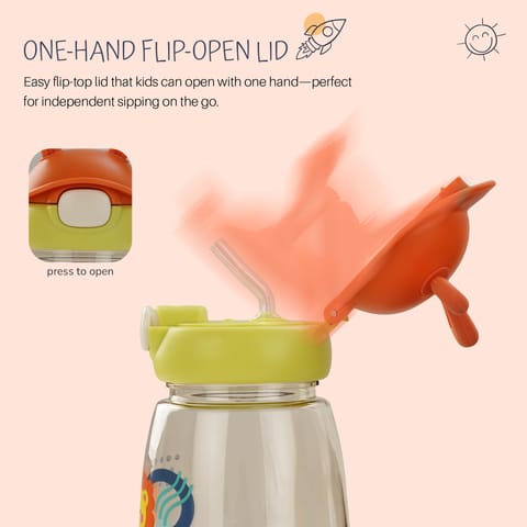 Baybee Zippy 540ML Sipper Bottle for Kids | BPA Free Anti-Spill Sippy Bottle | Drinking Training Water Bottle for School Kids with Soft Silicone Straw | Sipper Bottle for Infants & Toddlers (Green)