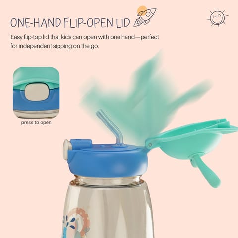 Baybee Zippy 540ML Sipper Bottle for Kids | BPA Free Anti-Spill Sippy Bottle | Drinking Training Water Bottle for School Kids with Soft Silicone Straw | Sipper Bottle for Infants & Toddlers (Blue)