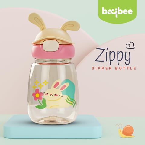 BAYBEE Zippy 540ML Sipper Bottle for Kids | BPA Free Anti-Spill Sippy Bottle | Drinking Training Water Bottle for School Kids with Soft Silicone Straw | Sipper Bottle for Infants & Toddlers (Pink)