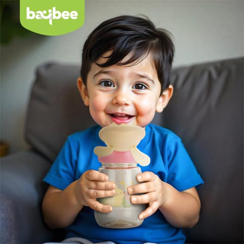 BAYBEE Zippy 540ML Sipper Bottle for Kids | BPA Free Anti-Spill Sippy Bottle | Drinking Training Water Bottle for School Kids with Soft Silicone Straw | Sipper Bottle for Infants & Toddlers (Pink)