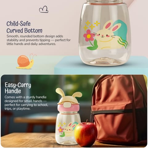 BAYBEE Zippy 540ML Sipper Bottle for Kids | BPA Free Anti-Spill Sippy Bottle | Drinking Training Water Bottle for School Kids with Soft Silicone Straw | Sipper Bottle for Infants & Toddlers (Pink)