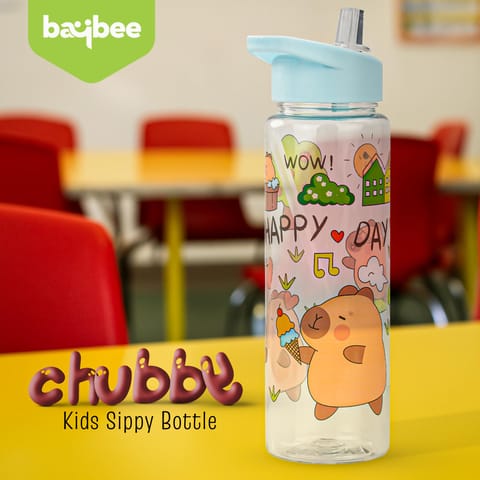 BAYBEE Chubby 600ml Sipper Bottle for Kids, Anti-Spill Sippy Water Bottle- BPA Free |Sippy Cup, Baby Bottle Sippers | Sipper Water Bottle for Kids Infants & Toddlers 6 Months to 9 Years (Green)