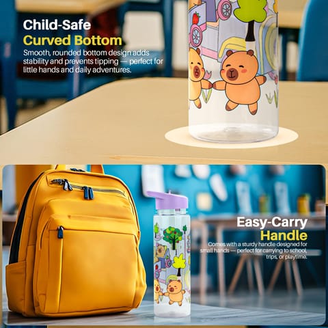 BAYBEE Chubby 600ml Sipper Bottle for Kids, Anti-Spill Sippy Water Bottle- BPA Free |Sippy Cup, Baby Bottle Sippers | Sipper Water Bottle for Kids Infants & Toddlers 6 Months to 9 Years (Purple)