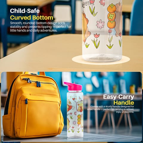 BAYBEE Chubby 600ml Sipper Bottle for Kids, Anti-Spill Sippy Water Bottle- BPA Free |Sippy Cup, Baby Bottle Sippers | Sipper Water Bottle for Kids Infants & Toddlers 6 Months to 9 Years (Pink)