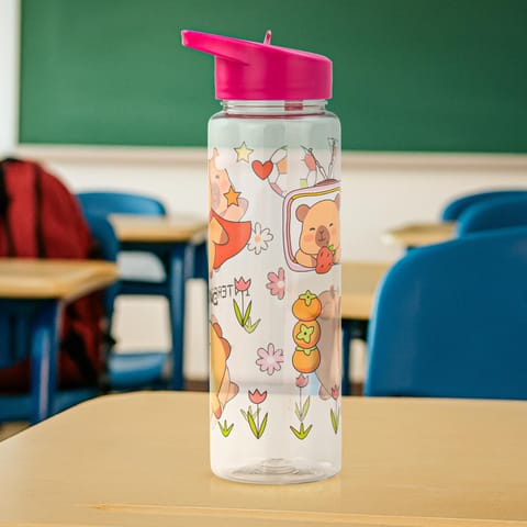 BAYBEE Chubby 600ml Sipper Bottle for Kids, Anti-Spill Sippy Water Bottle- BPA Free |Sippy Cup, Baby Bottle Sippers | Sipper Water Bottle for Kids Infants & Toddlers 6 Months to 9 Years (Pink)