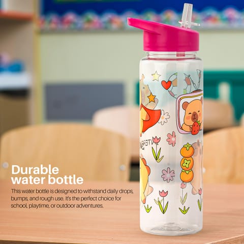 BAYBEE Chubby 600ml Sipper Bottle for Kids, Anti-Spill Sippy Water Bottle- BPA Free |Sippy Cup, Baby Bottle Sippers | Sipper Water Bottle for Kids Infants & Toddlers 6 Months to 9 Years (Pink)