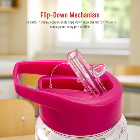 BAYBEE Chubby 600ml Sipper Bottle for Kids, Anti-Spill Sippy Water Bottle- BPA Free |Sippy Cup, Baby Bottle Sippers | Sipper Water Bottle for Kids Infants & Toddlers 6 Months to 9 Years (Pink)