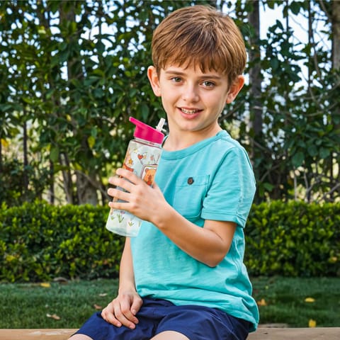 BAYBEE Chubby 600ml Sipper Bottle for Kids, Anti-Spill Sippy Water Bottle- BPA Free |Sippy Cup, Baby Bottle Sippers | Sipper Water Bottle for Kids Infants & Toddlers 6 Months to 9 Years (Pink)