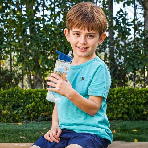 BAYBEE Chubby 600ml Sipper Bottle for Kids, Anti-Spill Sippy Water Bottle- BPA Free |Sippy Cup, Baby Bottle Sippers | Sipper Water Bottle for Kids Infants & Toddlers 6 Months to 9 Years (Blue)