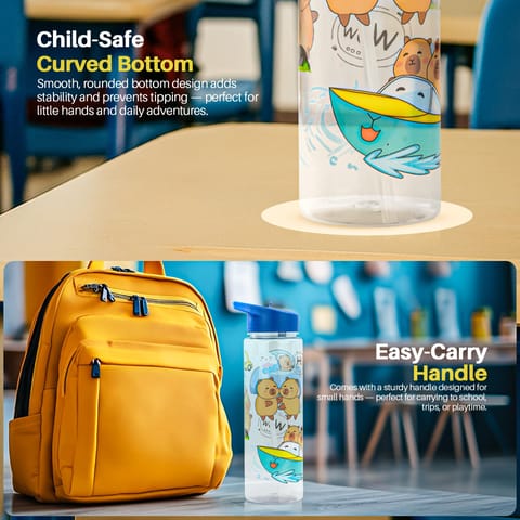 BAYBEE Chubby 600ml Sipper Bottle for Kids, Anti-Spill Sippy Water Bottle- BPA Free |Sippy Cup, Baby Bottle Sippers | Sipper Water Bottle for Kids Infants & Toddlers 6 Months to 9 Years (Blue)