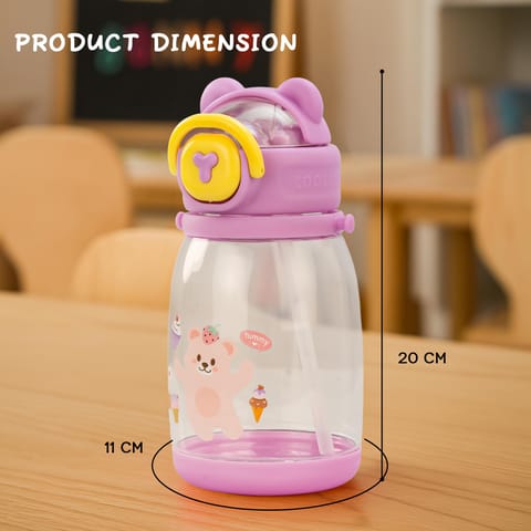 BAYBEE CuddleCup Sipper Water Bottle with Straw for Kids | Leak Proof Sippy Water Bottle with Adjustable Strap | BPA Free & Non-Toxic 600ml | Drinking Sipper for School Kids Boys Girls (Purple)