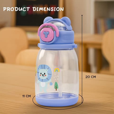 BAYBEE CuddleCup Sipper Water Bottle with Straw for Kids | Leak Proof Sippy Water Bottle with Adjustable Strap | BPA Free & Non-Toxic 600ml | Drinking Sipper for School Kids Boys Girls (Light Blue)