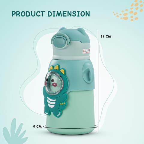 Baybee Cubby Baby Sipper Water Bottle with Soft Silicone Straw & Adjustable Strap | Spill-Proof & BPA Free Stainless Steel Insulated Safe Sipper Water Bottle for Kids 6+ Months Babies,Toddlers (Green)