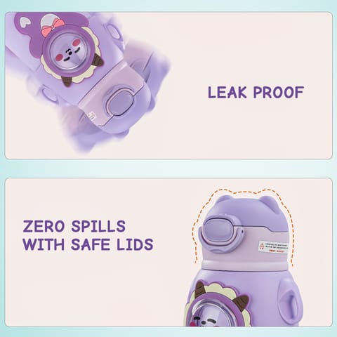 Baybee Cubby Baby Sipper Water Bottle with Soft Silicone Straw & Adjustable Strap | Spill-Proof & BPA Free Stainless Steel Insulated Safe Sipper Water Bottle for Kids 6+ Months Babies,Toddlers(Purple)