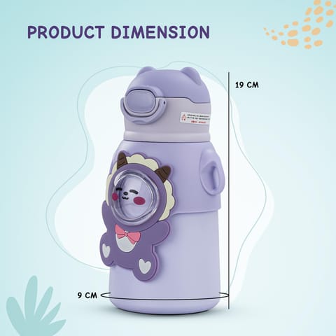 Baybee Cubby Baby Sipper Water Bottle with Soft Silicone Straw & Adjustable Strap | Spill-Proof & BPA Free Stainless Steel Insulated Safe Sipper Water Bottle for Kids 6+ Months Babies,Toddlers(Purple)