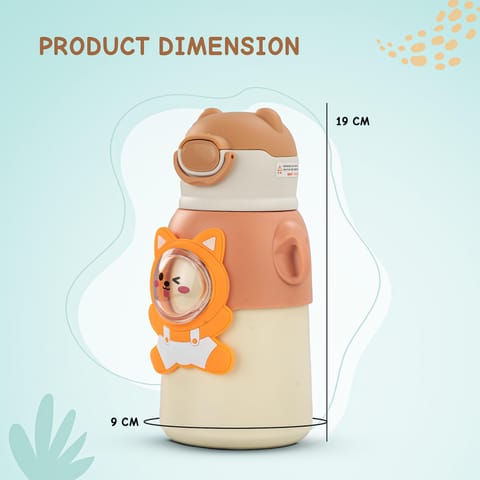 Baybee Cubby Baby Sipper Water Bottle with Soft Silicone Straw & Adjustable Strap | Spill-Proof & BPA Free Stainless Steel Insulated Safe Sipper Water Bottle for Kids 6+ Months Babies,Toddlers(Orange)