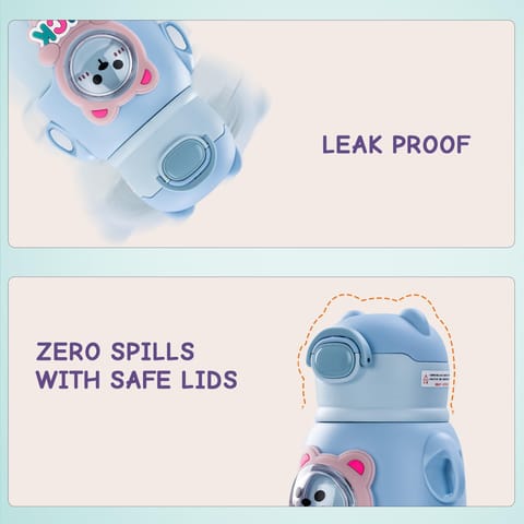 Baybee Cubby Baby Sipper Water Bottle with Soft Silicone Straw & Adjustable Strap | Spill-Proof & BPA Free Stainless Steel Insulated Safe Sipper Water Bottle for Kids 6+ Months Babies, Toddlers (Blue)