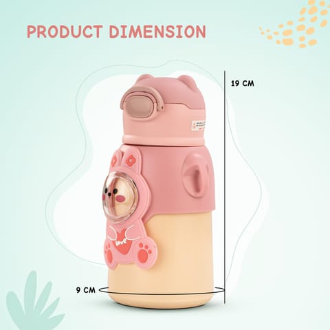 Baybee Cubby Baby Sipper Water Bottle with Soft Silicone Straw & Adjustable Strap | Spill-Proof & BPA Free Stainless Steel Insulated Safe Sipper Water Bottle for Kids 6+ Months Babies, Toddlers (Pink)