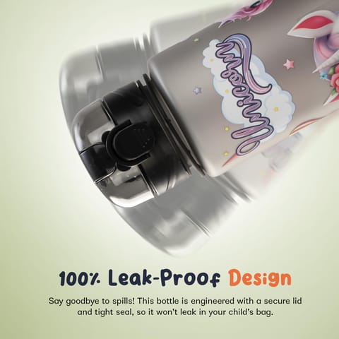 BAYBEE Sparklehorn Sipper Bottle with Straw for Kids 700ml | Leak Proof Sipper Water Bottle | BPA Free & Non-Toxic Sippy Cup, Baby Sippers | Drinking Sippy for School Kids, Babys & Toddlers (Black)