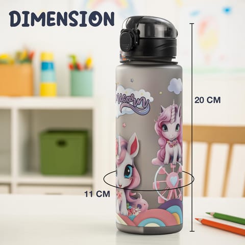 BAYBEE Sparklehorn Sipper Bottle with Straw for Kids 700ml | Leak Proof Sipper Water Bottle | BPA Free & Non-Toxic Sippy Cup, Baby Sippers | Drinking Sippy for School Kids, Babys & Toddlers (Black)