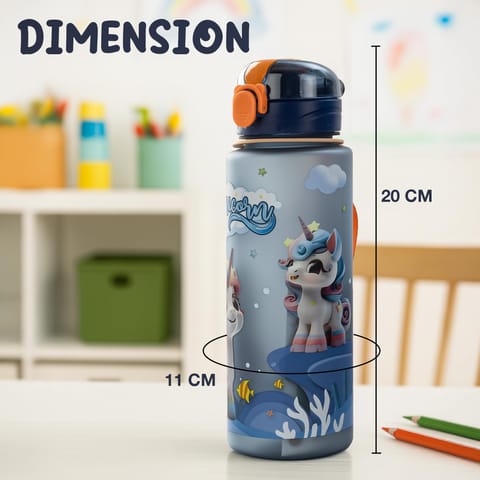 BAYBEE Sparklehorn Sipper Bottle with Straw for Kids 700ml | Leak Proof Sipper Water Bottle | BPA Free & Non-Toxic Sippy Cup, Baby Sippers | Drinking Sippy for School Kids, Babys & Toddlers (Blue)