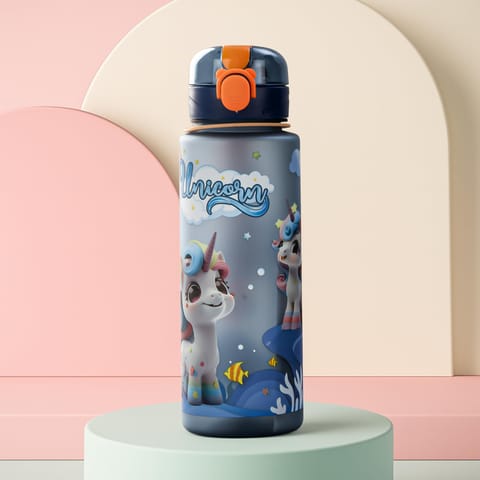 BAYBEE Sparklehorn Sipper Bottle with Straw for Kids 700ml | Leak Proof Sipper Water Bottle | BPA Free & Non-Toxic Sippy Cup, Baby Sippers | Drinking Sippy for School Kids, Babys & Toddlers (Blue)