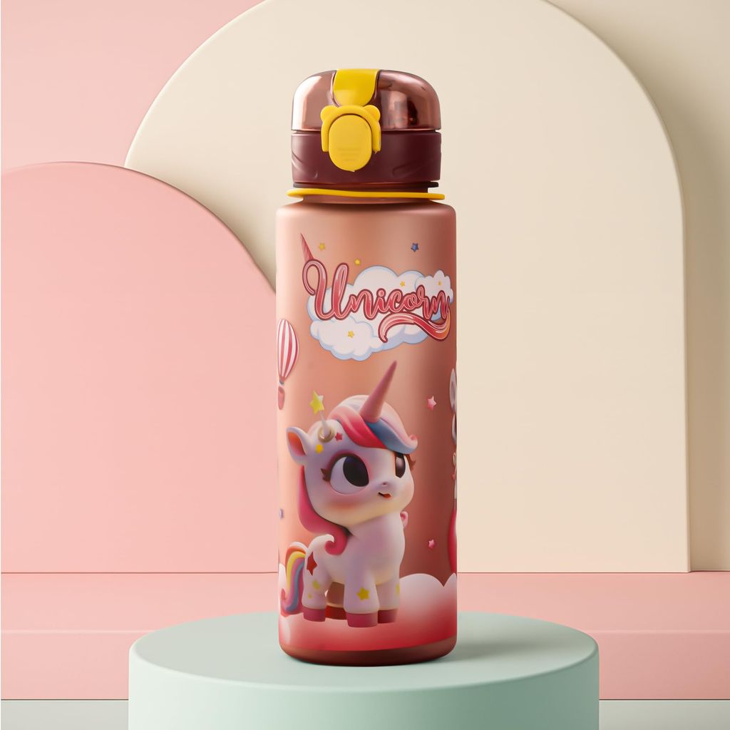 BAYBEE Sparklehorn Sipper Bottle with Straw for Kids 700ml | Leak Proof Sipper Water Bottle | BPA Free & Non-Toxic Sippy Cup, Baby Sippers | Drinking Sippy for School Kids, Babys & Toddlers (Pink)