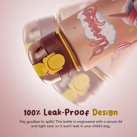 BAYBEE Sparklehorn Sipper Bottle with Straw for Kids 700ml | Leak Proof Sipper Water Bottle | BPA Free & Non-Toxic Sippy Cup, Baby Sippers | Drinking Sippy for School Kids, Babys & Toddlers (Pink)