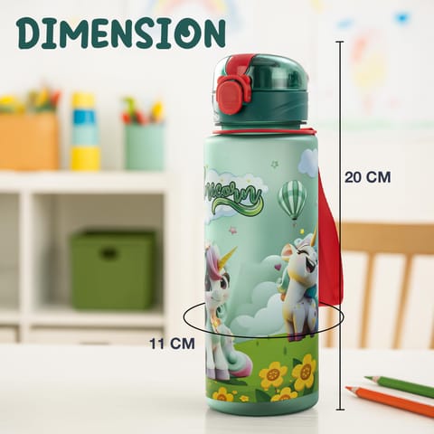 BAYBEE Sparklehorn Sipper Bottle with Straw for Kids 700ml | Leak Proof Sipper Water Bottle | BPA Free & Non-Toxic Sippy Cup, Baby Sippers | Drinking Sippy for School Kids, Babys & Toddlers (Green)