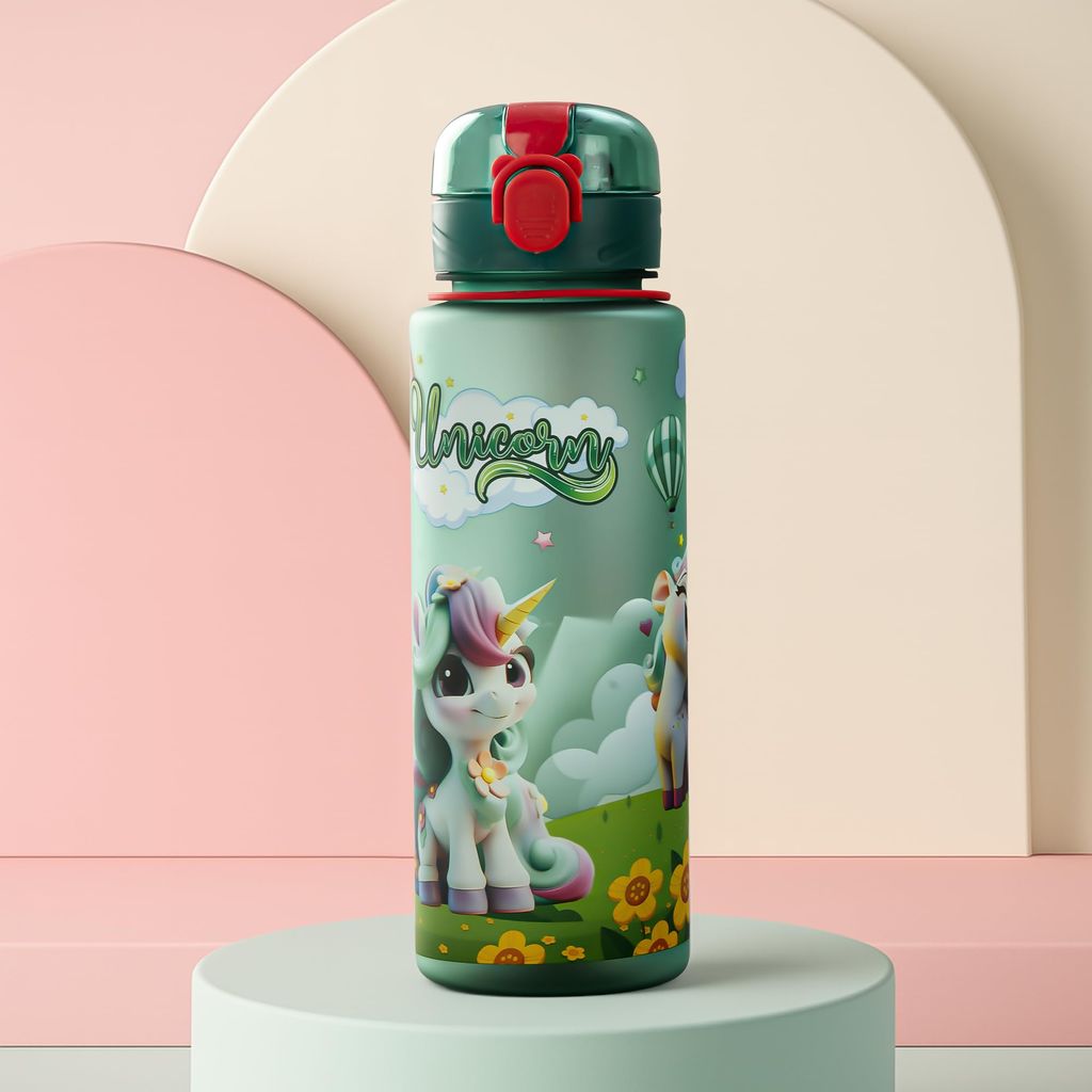 BAYBEE Sparklehorn Sipper Bottle with Straw for Kids 700ml | Leak Proof Sipper Water Bottle | BPA Free & Non-Toxic Sippy Cup, Baby Sippers | Drinking Sippy for School Kids, Babys & Toddlers (Green)