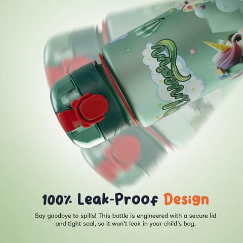 BAYBEE Sparklehorn Sipper Bottle with Straw for Kids 700ml | Leak Proof Sipper Water Bottle | BPA Free & Non-Toxic Sippy Cup, Baby Sippers | Drinking Sippy for School Kids, Babys & Toddlers (Green)