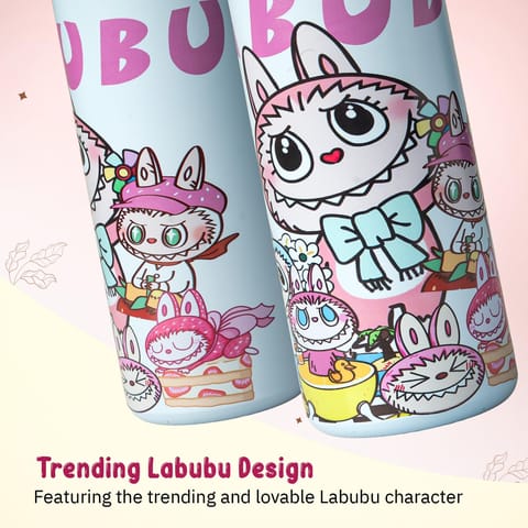 BAYBEE Stainless Steel Kids Sipper Water Bottle 420ml | Spill-Proof, BPA Free Insulated Sipper for Hot & Cold Drinks | One Hand Flip Lid, Non-Skid Base, Drinking Water Bottle for Boys Girls (Blue)