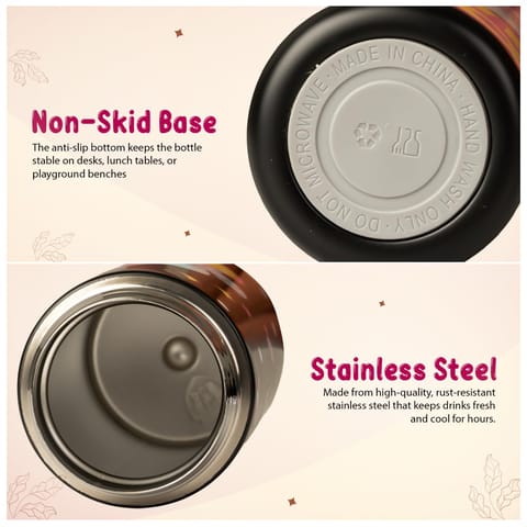 BAYBEE Stainless Steel Kids Sipper Water Bottle 420ml | Spill-Proof, BPA Free Insulated Sipper for Hot & Cold Drinks | One Hand Flip Lid, Non-Skid Base, Drinking Water Bottle for Boys Girls (Black)