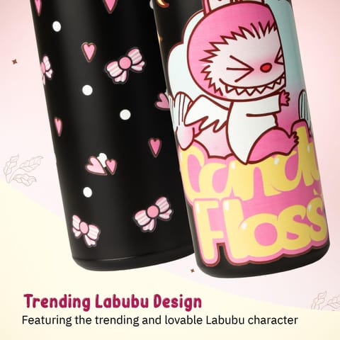 BAYBEE Stainless Steel Kids Sipper Water Bottle 420ml | Spill-Proof, BPA Free Insulated Sipper for Hot & Cold Drinks | One Hand Flip Lid, Non-Skid Base, Drinking Water Bottle for Boys Girls (Black)