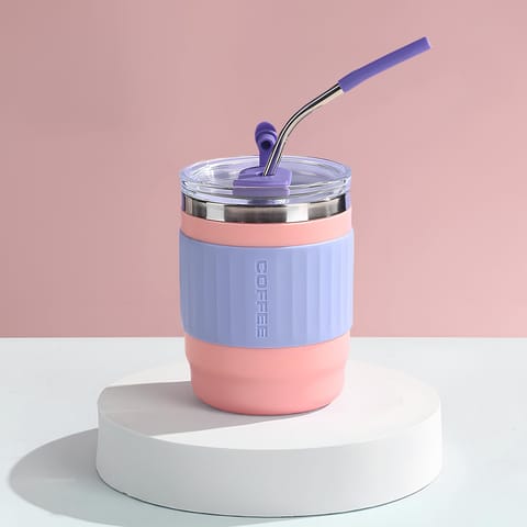 BAYBEE Sipper Cup for Kids | BPA-Free Silicone Sipper Cup with Straw for Baby & Toddlers | Drinking Training Anti Spill Sippy Cup, Spill Proof & Non-Slip Spout Cup for Infants 6+ Months (Pink)