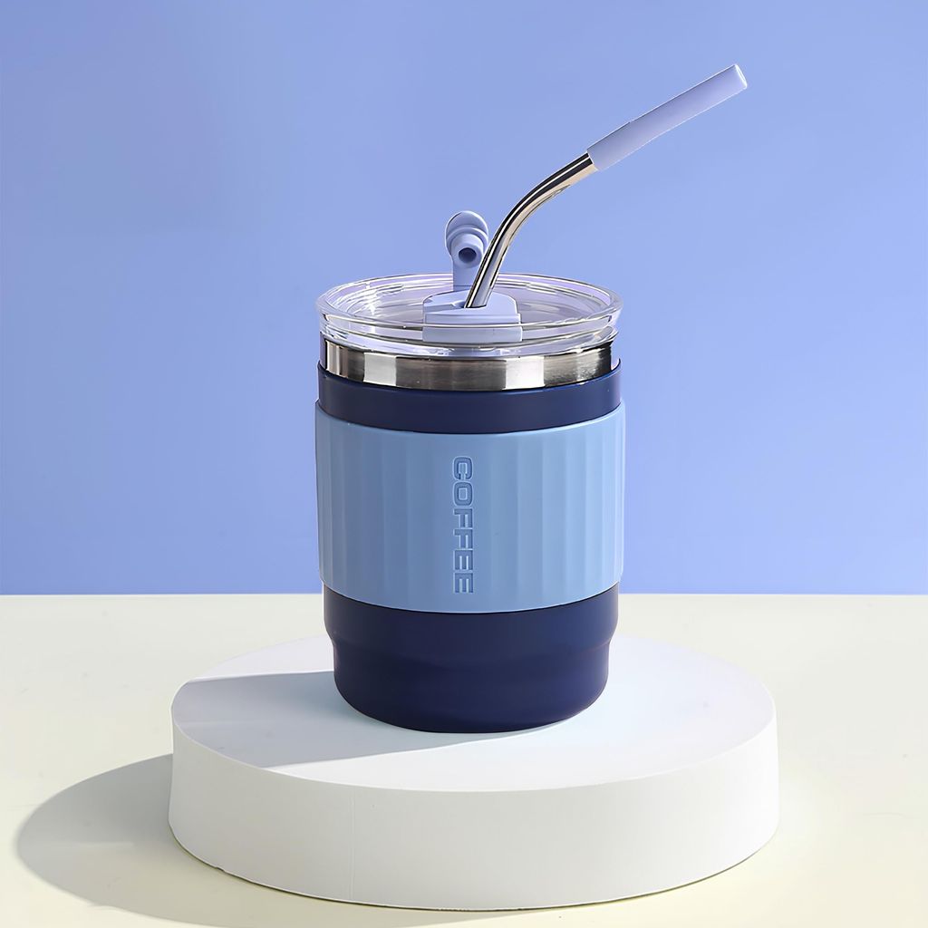 BAYBEE Sipper Cup for Kids | BPA-Free Silicone Sipper Cup with Straw for Baby & Toddlers | Drinking Training Anti Spill Sippy Cup, Spill Proof & Non-Slip Spout Cup for Infants 6+ Months (Blue)