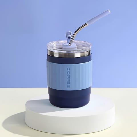 BAYBEE Sipper Cup for Kids | BPA-Free Silicone Sipper Cup with Straw for Baby & Toddlers | Drinking Training Anti Spill Sippy Cup, Spill Proof & Non-Slip Spout Cup for Infants 6+ Months (Blue)