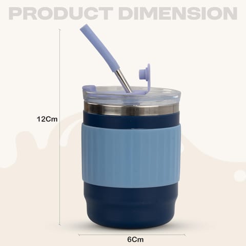 BAYBEE Sipper Cup for Kids | BPA-Free Silicone Sipper Cup with Straw for Baby & Toddlers | Drinking Training Anti Spill Sippy Cup, Spill Proof & Non-Slip Spout Cup for Infants 6+ Months (Blue)