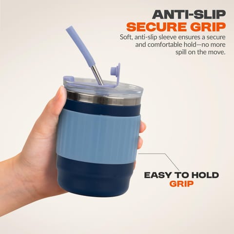 BAYBEE Sipper Cup for Kids | BPA-Free Silicone Sipper Cup with Straw for Baby & Toddlers | Drinking Training Anti Spill Sippy Cup, Spill Proof & Non-Slip Spout Cup for Infants 6+ Months (Blue)