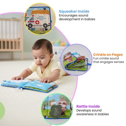 Nuluv Cloth Peek-a-Boo Soft Toy for Babies, Plush Sensory Toy with Rattle, Crinkle Pages & Squeaker, Baby Activity Cloth Book, Lightweight & Cuddl, for Baby Upto 3+ Months