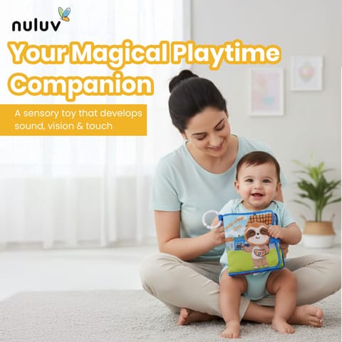 Nuluv Cloth Peek-a-Boo Soft Toy for Babies, Plush Sensory Toy with Rattle, Crinkle Pages & Squeaker, Baby Activity Cloth Book, Lightweight & Cuddl, for Baby Upto 3+ Months