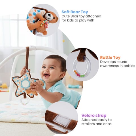 Nuluv Bear on Star Soft Toy for Babies, Plush Rattle Toy with Baby-Safe Mirror, Lightweight and Cuddly Sensory Toy, Soft, Safe and Easy to Hold, for Babies 3+ Months