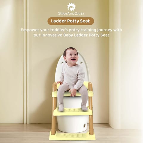 StarAndDaisy Baby Potty Seat – Potty Seat for Kids 1-5 Years/Ladder Potty Training Seat with Comfortable Soft Cushion, Anti-Skid Legs, Handles & Splash Guard-Beige Cream