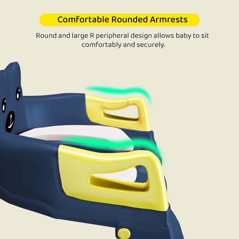 StarAndDaisy Baby Potty Seat – Potty Seat for Kids 1-5 Years/Ladder Potty Training Seat with Comfortable Soft Cushion, Anti-Skid Legs, Handles & Splash Guard-Dark blue Yellow