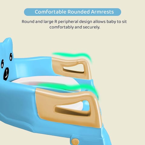 StarAndDaisy Baby Potty Seat – Potty Seat for Kids 1-5 Years/Ladder Potty Training Seat with Comfortable Soft Cushion, Anti-Skid Legs, Handles & Splash Guard-Golden Blue