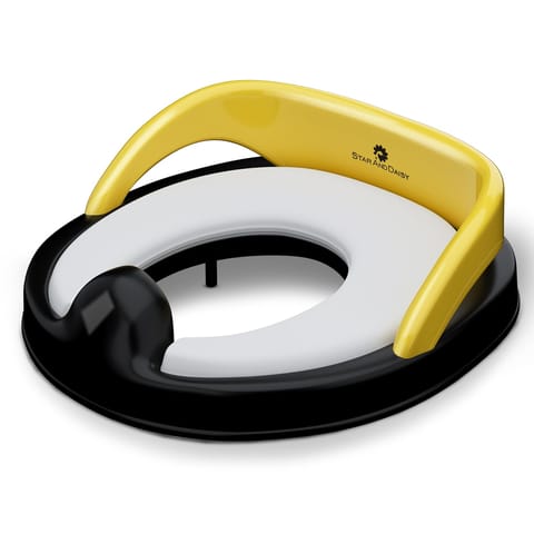 StarAndDaisy Potty Training Seat – Child Safety Buckle Fixation Technology/Potty Seat for Kids 1-5 Years/Baby Potty Seat with Comfortable Soft Cushion, Splash Proof Design, Anti Skid Legs-Yellow Black