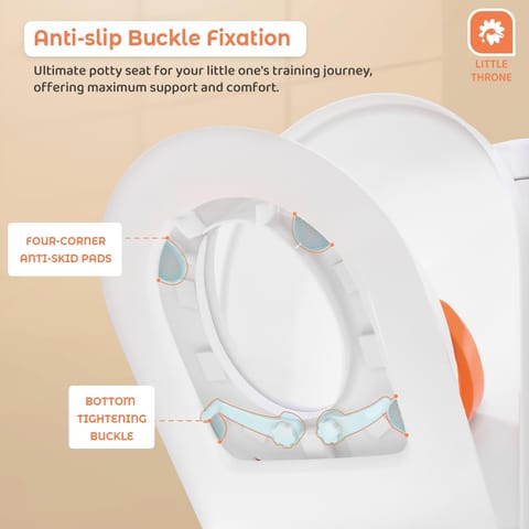 StarAndDaisy Potty Training Seat – Child Safety Buckle Fixation Technology/Potty Seat for Kids 1-5 Years/Baby Potty Seat with Comfortable Soft Cushion, Splash Proof Design, Anti Skid Legs-White Orange