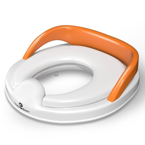 StarAndDaisy Potty Training Seat – Child Safety Buckle Fixation Technology/Potty Seat for Kids 1-5 Years/Baby Potty Seat with Comfortable Soft Cushion, Splash Proof Design, Anti Skid Legs-White Orange
